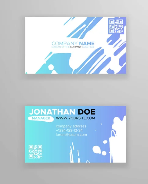 Creative color business card templates with minimalistic design. Abstract ink brush strokes. — Stock Vector