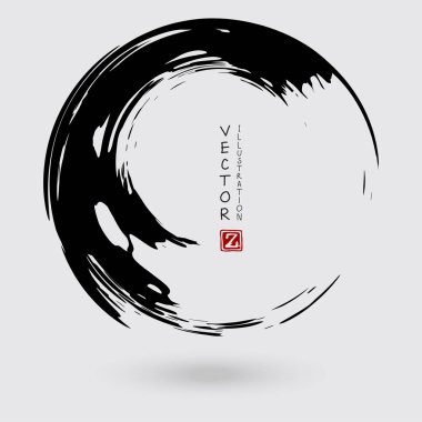 Vektör mürekkebi şeklinde. Çember elemanı. Döner fırça darbesi.