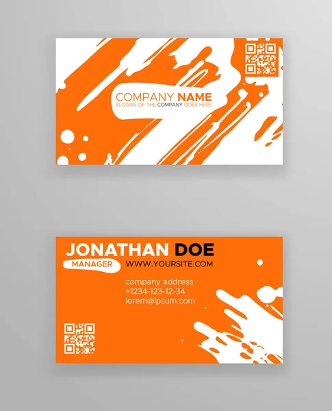 Plantillas creativas de tarjetas de visita con diseño minimalista. Pinceladas de tinta abstracta . — Vector de stock