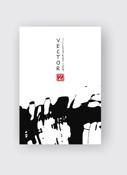 Pincel de tinta fundo traço. Estilo japonês. vetor — Vetor de Stock