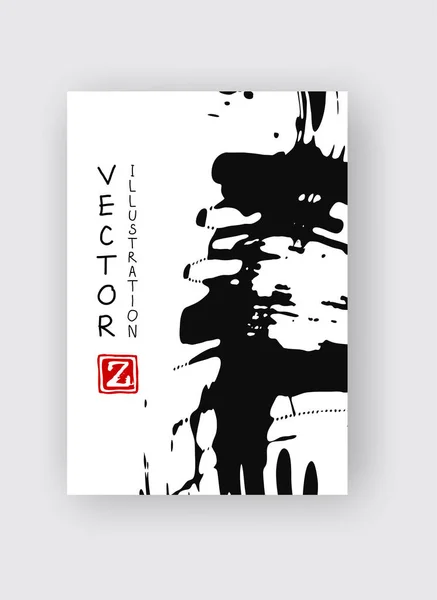 Чернильный штрих фон. Японский стиль. вектор — стоковый вектор