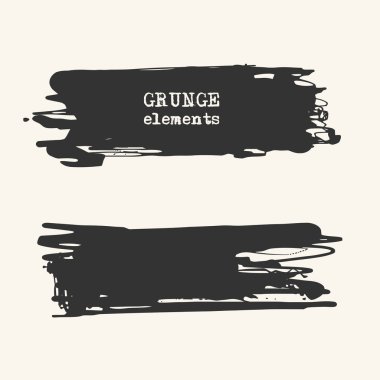 Beyaz arkaplanda soyut grunge fırça ögesi ayarlandı.