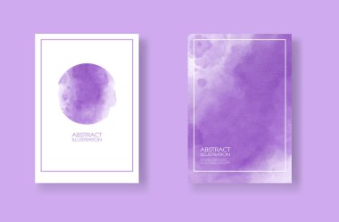 Suluboya elementli kartlar hazır. Mor arkaplanda elle çizilmiş pankart ögesi.