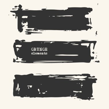 Beyaz arkaplanda soyut grunge fırça ögesi ayarlandı.