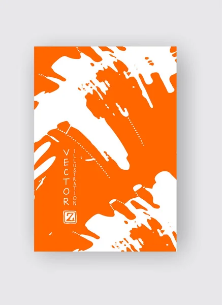 Pinceau à l'encre orange sur fond blanc. Style japonais. — Image vectorielle