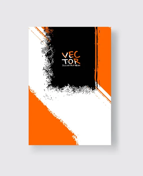 Pincelada de tinta naranja negra sobre fondo blanco. Estilo minimalista . — Vector de stock