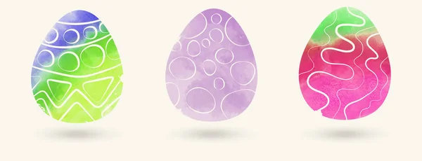 Watercolor color easter eggs set. Vector illustration — Stock Vector