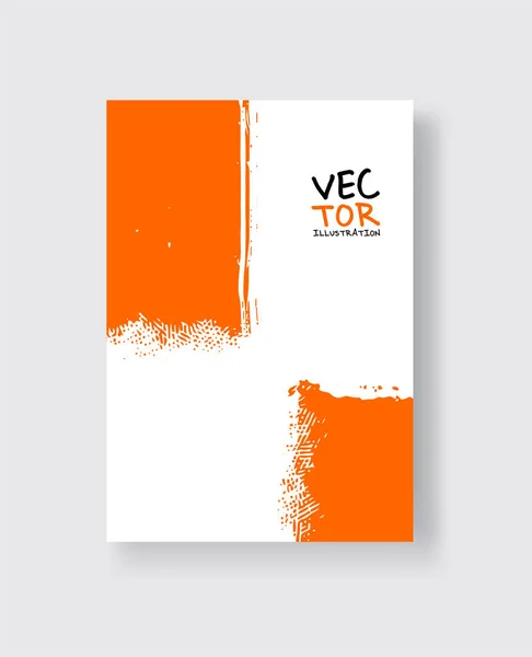 Orange bläck pensel stroke på vit bakgrund. Minimalistisk stil. — Stock vektor