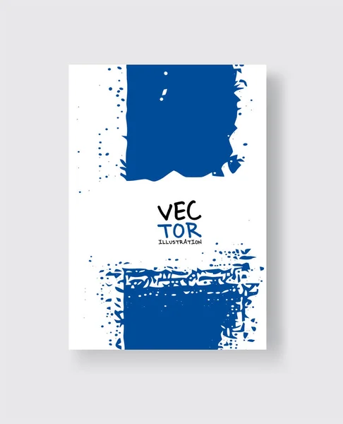 Coup de pinceau encre bleue sur fond blanc. Style minimaliste . — Image vectorielle