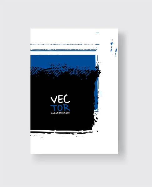 Pincelada de tinta azul negra sobre fondo blanco. Estilo minimalista . — Vector de stock