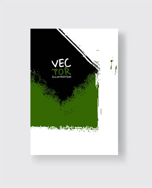 Pincelada de tinta verde negra sobre fondo blanco. Estilo minimalista . — Vector de stock
