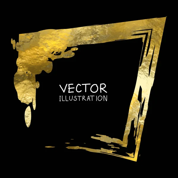 Square golden frame on a black background. Luxury vintage border, Label, logo design element. — Stock Vector