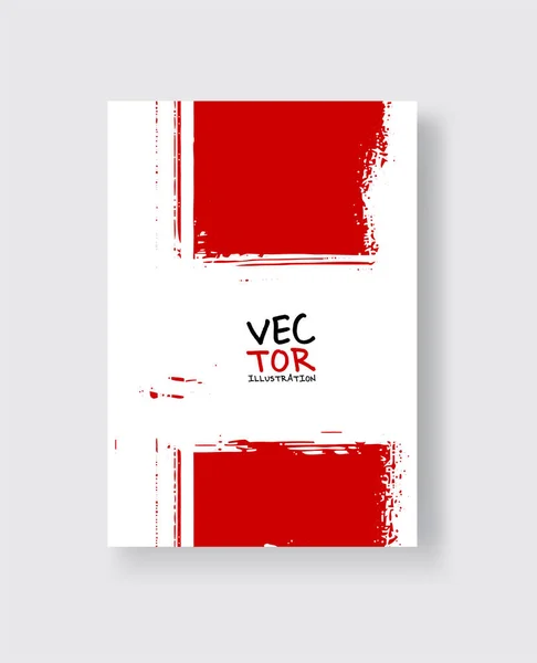 Pinceau à encre rouge noire sur fond blanc. Style minimaliste . — Image vectorielle