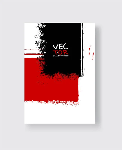 Pincel de tinta vermelha preta no fundo branco. Estilo minimalista . — Vetor de Stock