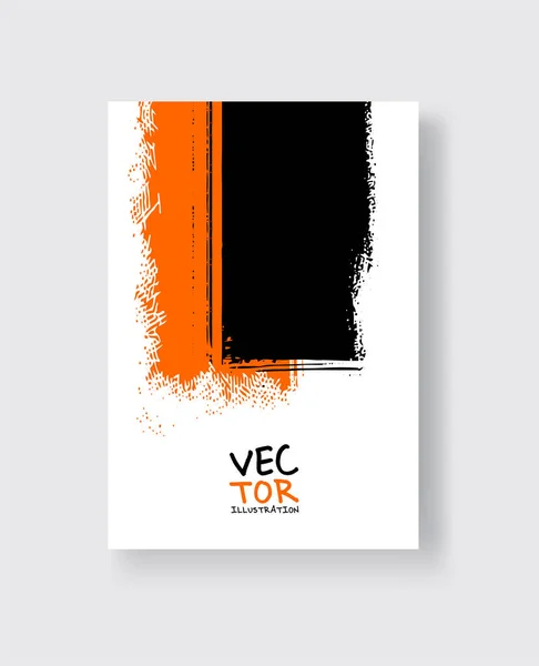 Pinceau à l'encre orange noire sur fond blanc. Style minimaliste . — Image vectorielle