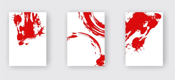 Rode inkt penseel slag op witte achtergrond. Japanse stijl. — Stockvector