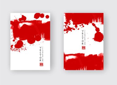 Beyaz arka planda kırmızı mürekkep fırça sıyrık.