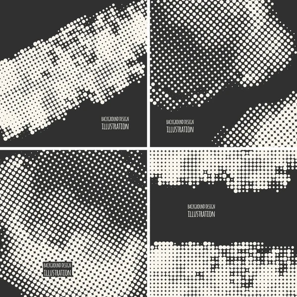 Abstracte vector grunge halve toon dot textuur set — Stockvector