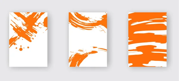 Orange bläck pensel stroke på vit bakgrund. Japansk stil. — Stock vektor