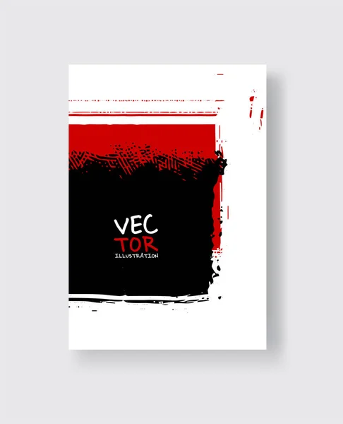 Pinceau à encre rouge noire sur fond blanc. Style minimaliste . — Image vectorielle