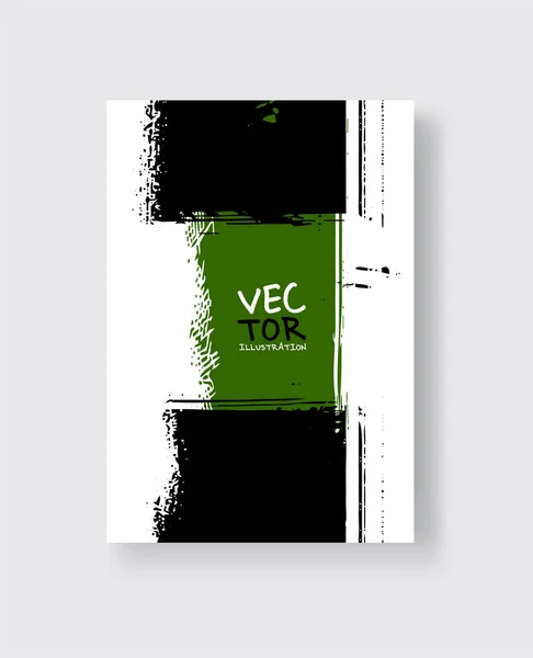 Pincel de tinta verde preto no fundo branco. Estilo minimalista . — Vetor de Stock