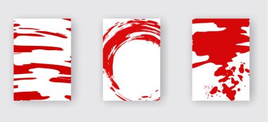 Beyaz arka planda kırmızı mürekkep fırçası darbesi. Japon tarzı.