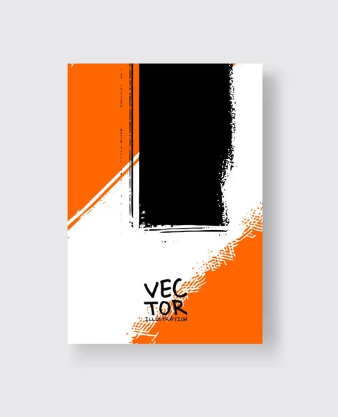 Pinceau à l'encre orange noire sur fond blanc. Style minimaliste . — Image vectorielle