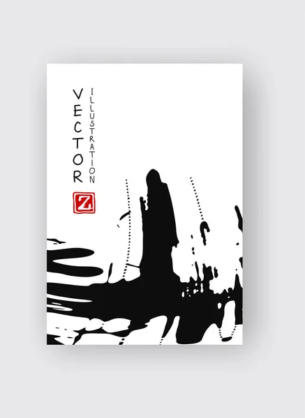 Pennstreck bakgrund. Japansk stil. Vektor illustration — Stock vektor