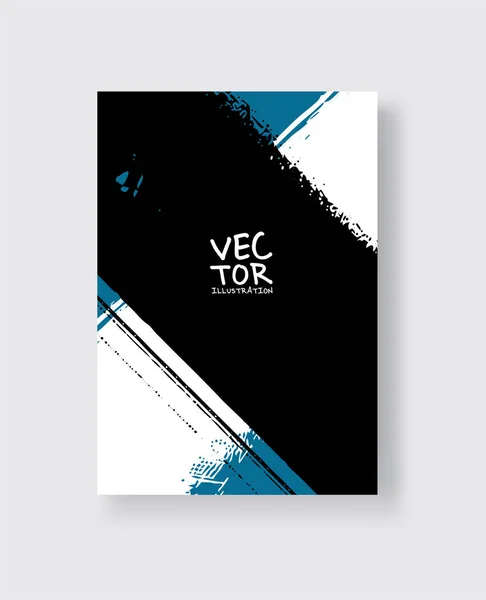 Schwarz-blauer Pinselstrich auf weißem Hintergrund. minimalistischer Stil. — Stockvektor