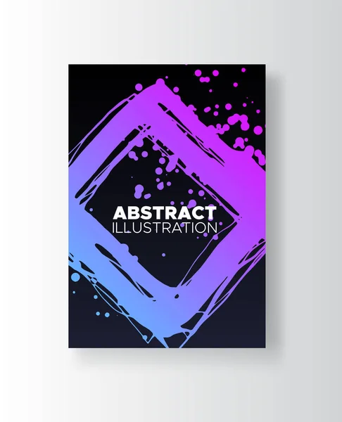 Modern abstract vector banners. Ink style poster shapes of gradient colors on black background. — Stock Vector