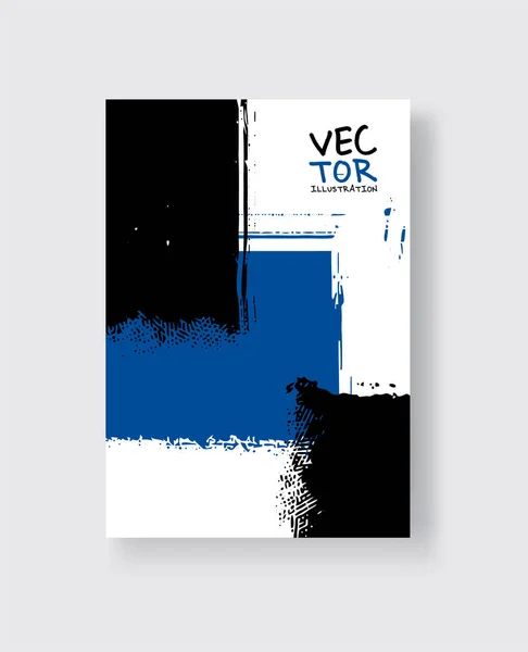 Schwarz-blauer Pinselstrich auf weißem Hintergrund. minimalistischer Stil. — Stockvektor