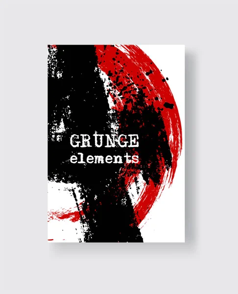 Röd och svart bläck pensel stroke på vit bakgrund. Vektor illustration av grunge fläckar element. — Stock vektor