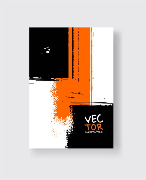 Pincelada de tinta naranja negra sobre fondo blanco. Estilo minimalista . — Vector de stock