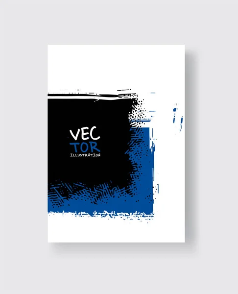Pinceau à l'encre bleue noire sur fond blanc. Style minimaliste . — Image vectorielle