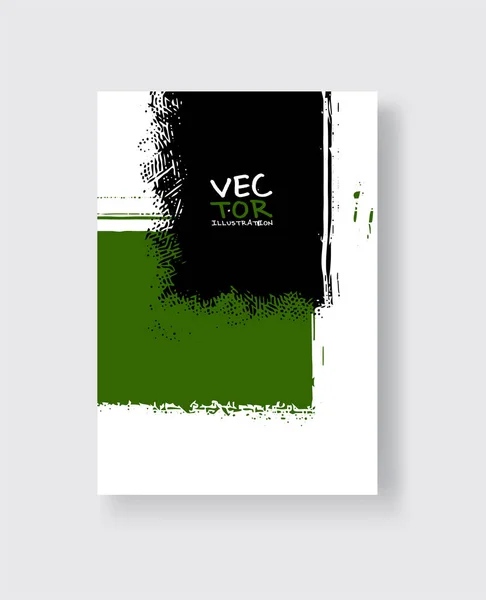 Pinceau à l'encre verte noire sur fond blanc. Style minimaliste . — Image vectorielle