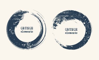 Grunge vektör kümesi yuvarlak ve daire şeklinde. Grunge arkaplanı.
