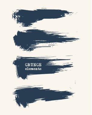 Bir dizi grunge fırça darbesi. Grige soyut tasarım ögeleri.
