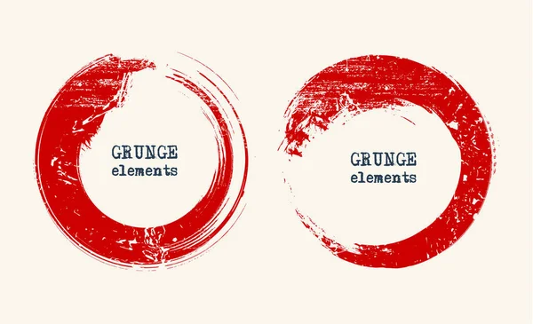 Set of grunge vector round and circle. Grunge background. — Stock Vector