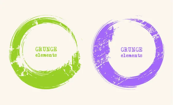 Conjunto de vetor grunge redondo e circular. Fundo Grunge . — Vetor de Stock