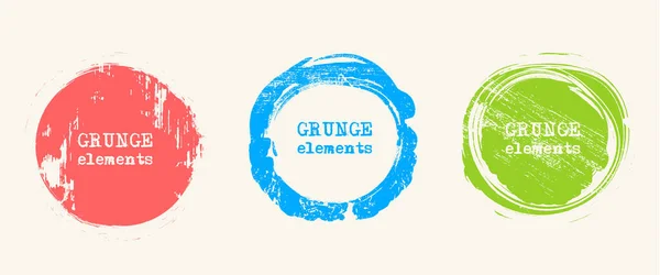 Conjunto de vetor grunge redondo e circular. Fundo Grunge . — Vetor de Stock