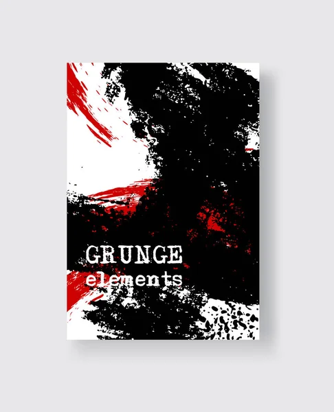 Pincel vermelho e preto sobre fundo branco. Ilustração vetorial do elemento manchas grunge . — Vetor de Stock