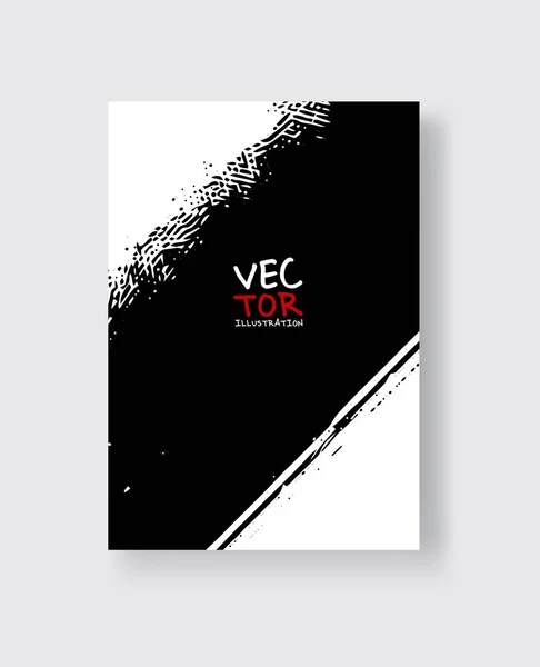 Svart bläck pensel stroke på vit bakgrund. Minimalistisk stil. — Stock vektor