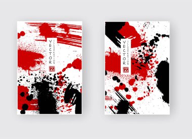 Beyaz arkaplanda siyah kırmızı fırça darbesi.