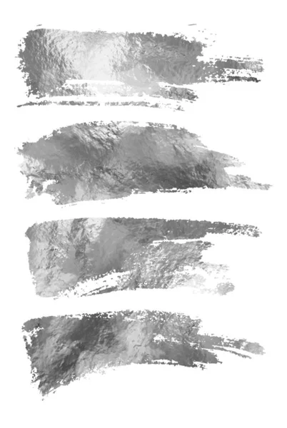 Vector silver paint smear stroke stain set. — 图库矢量图片