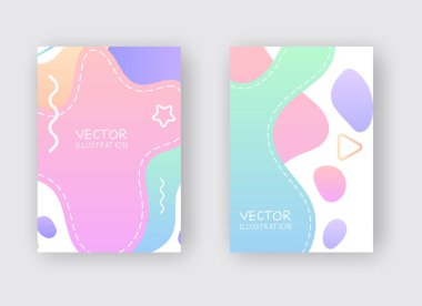 Sıvı formları renk kapakları ayarlandı. Renkli kabarcık şekilleri bileşimi.