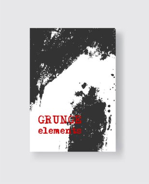 Beyaz arka planda siyah mürekkep fırçası darbesi. Grunge leke elementinin vektör illüstrasyonu.