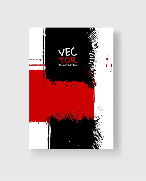 Pinceau à encre rouge noire sur fond blanc. Style minimaliste . — Image vectorielle