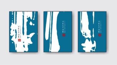 Beyaz arka planda mavi mürekkep fırça darbesi. Japon stili.