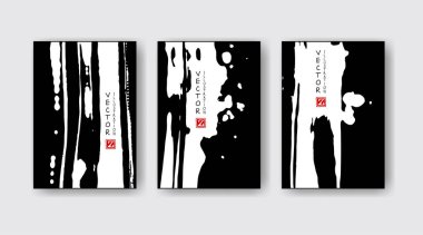 Beyaz arka planda siyah mürekkep fırçası darbesi. Japon tarzı.