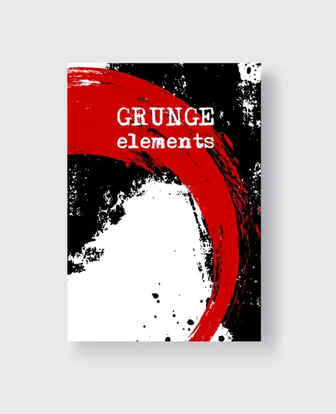 Red and black ink brush stroke on white background. Vector illustration of grunge stains element. — 스톡 벡터